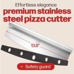 Pizza Cutter | Rocker Blade By Hans Grill | 14" Large Japanese Grade Sharp Stainless Steel Rocking Pizza Knife Cutter | Professional Nonstick Pizza Slicer With Cover For Kitchen And Commercial Use.