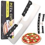 Haonazy Sharp Pizza Cutter Rocker 14 inch with Double Handles and Protective Cover, Good for Kitchen Dining Room