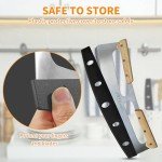 ALLTOP Pizza Cutter Rocker,Stainless Steel Blade Knife With Double Wooden Handle & Plastic Cover, Large Pizza Slicer/Chopper, Essential Kitchen Tool -14 In