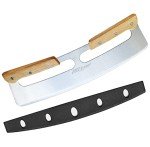 ALLTOP Pizza Cutter Rocker,Stainless Steel Blade Knife With Double Wooden Handle & Plastic Cover, Large Pizza Slicer/Chopper, Essential Kitchen Tool -14 In