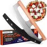 KitchenStar 16" Pizza Cutter Rocker Razor Sharp Stainless Steel Slicer Knife w Wooden Handle & Blade Cover, Silver - Premium Pizza Oven Accessories