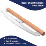 KitchenStar 16" Pizza Cutter Rocker Razor Sharp Stainless Steel Slicer Knife w Wooden Handle & Blade Cover, Silver - Premium Pizza Oven Accessories