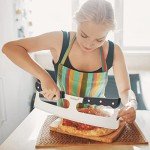 Haonazy Sharp Pizza Cutter Rocker 14 inch with Double Handles and Protective Cover, Good for Kitchen Dining Room