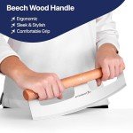 KitchenStar 16" Pizza Cutter Rocker Razor Sharp Stainless Steel Slicer Knife w Wooden Handle & Blade Cover, Silver - Premium Pizza Oven Accessories