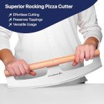 KitchenStar 16" Pizza Cutter Rocker Razor Sharp Stainless Steel Slicer Knife w Wooden Handle & Blade Cover, Silver - Premium Pizza Oven Accessories