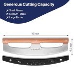 KitchenStar 16" Pizza Cutter Rocker Razor Sharp Stainless Steel Slicer Knife w Wooden Handle & Blade Cover, Silver - Premium Pizza Oven Accessories