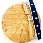 Kobiva 14" Dual-Grip Pizza Cutter Pizza Board | Gift Pizza Set, Best Pizza Cutter Rocker Blade, Bamboo Pizza Cutting Board, Pizza Slicer, Pizza Serving Board, Pizza Rocker Knife For Cutting Pizza Piza