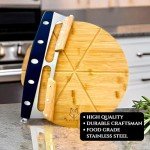Kobiva 14" Dual-Grip Pizza Cutter Pizza Board | Gift Pizza Set, Best Pizza Cutter Rocker Blade, Bamboo Pizza Cutting Board, Pizza Slicer, Pizza Serving Board, Pizza Rocker Knife For Cutting Pizza Piza