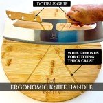 Kobiva 14" Dual-Grip Pizza Cutter Pizza Board | Gift Pizza Set, Best Pizza Cutter Rocker Blade, Bamboo Pizza Cutting Board, Pizza Slicer, Pizza Serving Board, Pizza Rocker Knife For Cutting Pizza Piza
