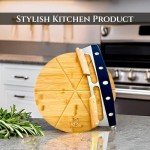 Kobiva 14" Dual-Grip Pizza Cutter Pizza Board | Gift Pizza Set, Best Pizza Cutter Rocker Blade, Bamboo Pizza Cutting Board, Pizza Slicer, Pizza Serving Board, Pizza Rocker Knife For Cutting Pizza Piza