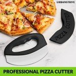 Urbanstrive Heavy Duty Stainless Steel Pizza Cutter with Cover, Super Sharp Blade Pizza Knife Pizza Cutter Rocker, Perfect Kitchen Gadgets for Pizza Cutting Home Essentials, Black