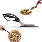 Generic MyHoome Non-stick Pizza Scissors with Secure Grip Base - Food-Grade Stainless Steel Pizza Cutter - Cutter and Pizza Server - Easy-to-Use and Clean Pizza Cutters., Black