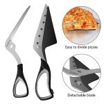 Asdirne Pizza Scissors, Pizza Cutter with Shovel, Food-Grade Sharp Stainless Steel Blade and Soft Grip Handle, Multifunctional Kitchen Scissors, 27cm, Black/Grey