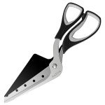 Asdirne Pizza Scissors, Pizza Cutter with Shovel, Food-Grade Sharp Stainless Steel Blade and Soft Grip Handle, Multifunctional Kitchen Scissors, 27cm, Black/Grey