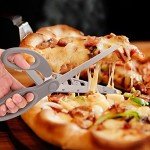 Luxshiny Pizza Oven Tools Stainless Steel Pizza Scissors Pizza Cutter Ultra Detachable Blade with a Tray One Handed Operation Scissor with Ergonomic Soft Plastic Grip Multipurpose Vegetable Slicer
