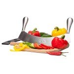 The Bold Bee 12" Stainless Steel Mezzaluna Knife & Cover + FREE Stainless Steel Soap Odor Remover | Pizza Cutter | Fruit, Vegetable & Salad Chopper & Dicer | Herb Mincer