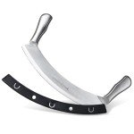 armeroCrust Mezzaluna Knife with Double Handle for Extra Stability - 12 Inches - Pizza Rocker for Precise Slicing of Thick Crust - Grade 18/0 Stainless Steel with Premium Finish