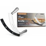 armeroCrust Mezzaluna Knife with Double Handle for Extra Stability - 12 Inches - Pizza Rocker for Precise Slicing of Thick Crust - Grade 18/0 Stainless Steel with Premium Finish