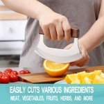 Coowolf Ulu Knife - Sharp Rocker Mezzaluna Knife with Stand for Cutter Pizza, Meat, Vegetables, Herbs