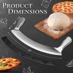 armeroCrust Mezzaluna Knife with Double Handle for Extra Stability - 12 Inches - Pizza Rocker for Precise Slicing of Thick Crust - Grade 18/0 Stainless Steel with Premium Finish