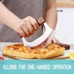 Coowolf Ulu Knife - Sharp Rocker Mezzaluna Knife with Stand for Cutter Pizza, Meat, Vegetables, Herbs