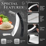 armeroCrust Mezzaluna Knife with Double Handle for Extra Stability - 12 Inches - Pizza Rocker for Precise Slicing of Thick Crust - Grade 18/0 Stainless Steel with Premium Finish