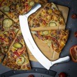 armeroCrust Mezzaluna Knife with Double Handle for Extra Stability - 12 Inches - Pizza Rocker for Precise Slicing of Thick Crust - Grade 18/0 Stainless Steel with Premium Finish