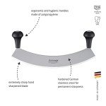 triangle Mincing Knife XL - 14” Tempered Stainless Steel Curved Blade - Mezzaluna Knife & Pizza Cutter - Anti-Slip, Ergonomic Handles - Made in Germany