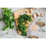 HIC Kitchen Mezzaluna Rocking Chopper and Mincing Knife with Double Handles, Stainless Steel and Rubberwood