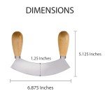 HIC Kitchen Mezzaluna Rocking Chopper and Mincing Knife with Double Handles, Stainless Steel and Rubberwood