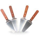 CZWESTC 4 Pcs Stainless Steel Pizza Servers with Wooden Handle, Triangular Spade Pie Pastry Spatula for Cake, Dessert, Tart, Pie and Pizza