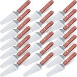 Zhehao 20 Pack Wooden Handle Pizza Pie Server Stainless Steel Pizza Spatula Non Slip Triangular Spade Spatula Easy to Grip Pie Spatula Cutter Pie Knife Cake Serving Utensils (Brown)