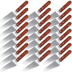 40 Pack Pie Server Pizza Spatula Stainless Steel Pie Spatula Wood Handle Easy to Grip Cake Cutter Pie Slicers Utensils, 9.8 x 2.4 Inches