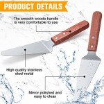 Zhehao 20 Pack Wooden Handle Pizza Pie Server Stainless Steel Pizza Spatula Non Slip Triangular Spade Spatula Easy to Grip Pie Spatula Cutter Pie Knife Cake Serving Utensils (Brown)