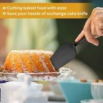 Matte Black Pie Server Set of 5, E-far 8.9 Inch Stainless Steel Cake Server Cutter for Pastry Cheese Pizza, Serrated Edge with Square Handle