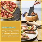 Matte Black Pie Server Set of 5, E-far 8.9 Inch Stainless Steel Cake Server Cutter for Pastry Cheese Pizza, Serrated Edge with Square Handle