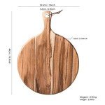 BILL.F Pizza Peel,14" L x 14" W Acacia Wood Cutting Board, with 5" Handle, 19" Overall Length