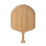 Fiery Chef 12” Bamboo Pizza Peel - Lightweight Smooth Wooden Pizza Paddle and Pizza Cutting Board with 8 Slice Grooves, Outdoor Pizza Oven Accessories, 17.3 Inch x 12.2 Inch