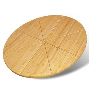 16" Pizza Cutting Board Round Cutting Boards 16inch Double Sided Extra Large Bamboo Lightweight Pizza Prep Board Paddle Charcuterie Board Circular Circle Cheese Serving Platter