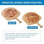 Fiery Chef 12” Bamboo Pizza Peel - Lightweight Smooth Wooden Pizza Paddle and Pizza Cutting Board with 8 Slice Grooves, Outdoor Pizza Oven Accessories, 17.3 Inch x 12.2 Inch
