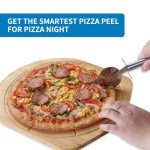 Fiery Chef 12” Bamboo Pizza Peel - Lightweight Smooth Wooden Pizza Paddle and Pizza Cutting Board with 8 Slice Grooves, Outdoor Pizza Oven Accessories, 17.3 Inch x 12.2 Inch
