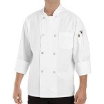 Men's White Chef Coat with Eight Pearl Buttons