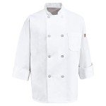 Men's White Chef Coat with Eight Pearl Buttons