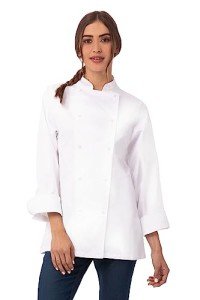Elyse Premium Cotton Chef Coat - White, Small