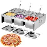 Stainless Steel 6-Compartment Pizza Topping Station