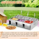 Stainless Steel 6-Compartment Pizza Topping Station