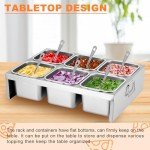 Stainless Steel 6-Compartment Pizza Topping Station