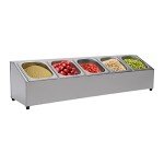 Stainless Steel 5-Compartment Pizza Prep Station