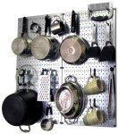 Metallic Silver Pegboard Pot and Pan Organizer