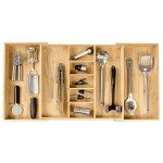 Adjustable Bamboo Drawer Organizer for Utensils